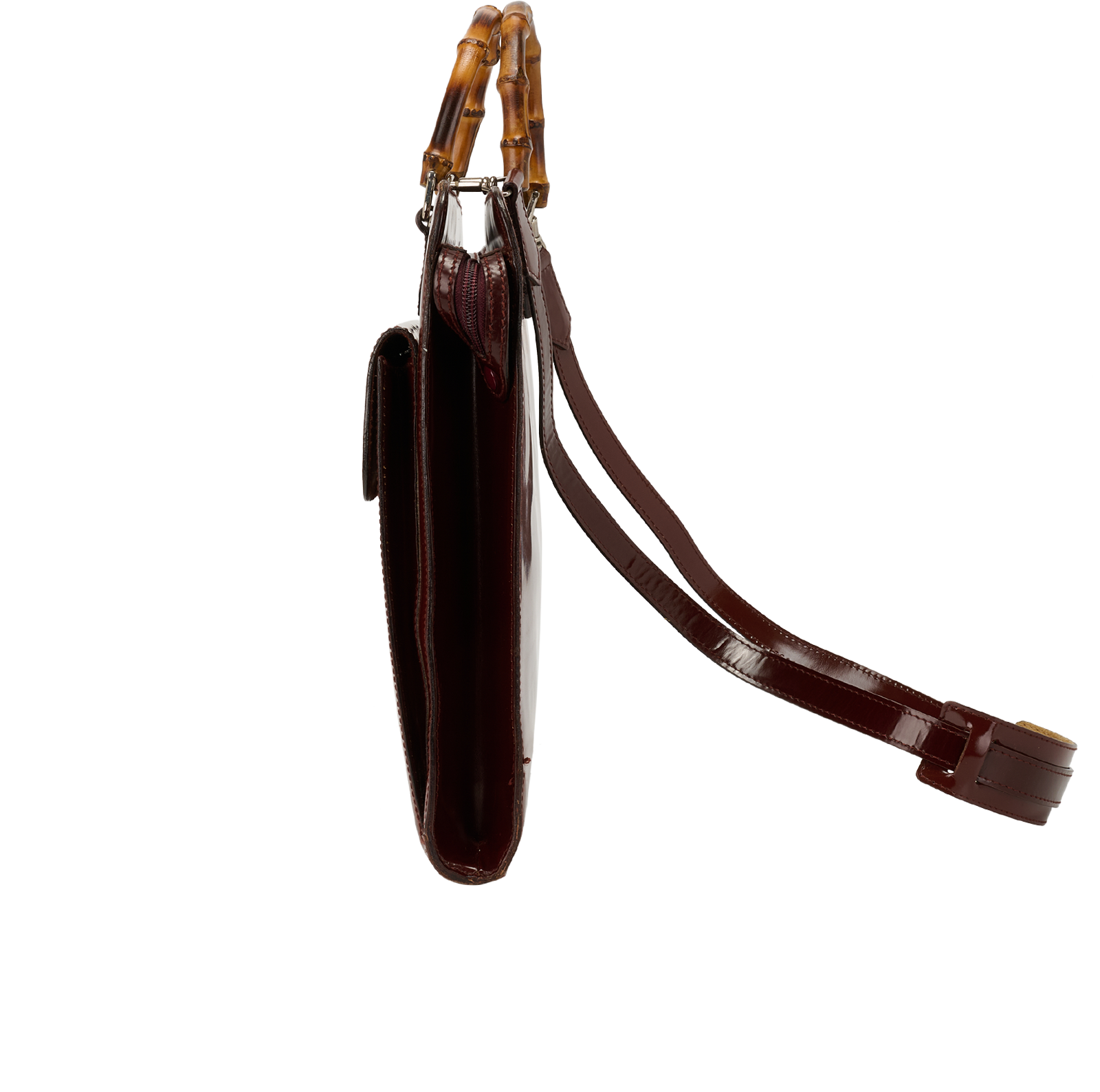 Vintage Bamboo Briefcase, &pound;375, Handbags, Brown, Leather, Bottom view